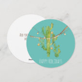 Kakteen & Lights Runde Weihnachtskarte Feiertagskarte (Vorne/Hinten)