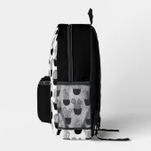 Kakteen Line Art Black and White Muster 1 Bedruckter Rucksack (Rechts)