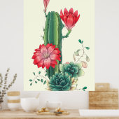 Kakteen mit Blume Poster (Küche)