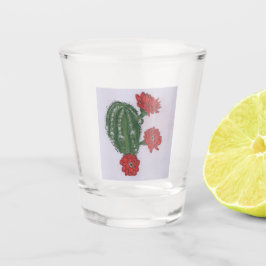 Kakteen mit roten Blume 2 Schnapsglas