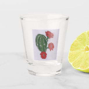 Kakteen mit roten Blume 2 Schnapsglas