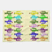 Kakteen mit Weihnachtsmannmützen Weihnachten Geschirrtuch (Horizontal)