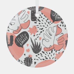 Kakteen, Monstera: modernes, nahtloses Muster. Ornament Aus Glas