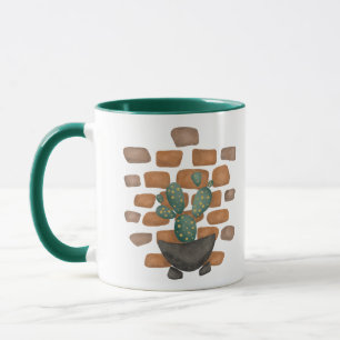 Kakteen Oasis: Dekoration aus Ziegelmauer Inspirie Tasse