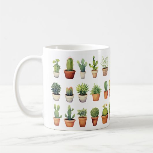 Kakteen Oasis Tasse / Aquarellkaktus Tasse (Links)