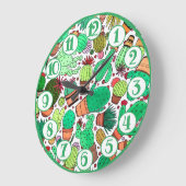 Kakteen Pflanze Grüner Kakteen Garden Große Wanduhr (Winkel)