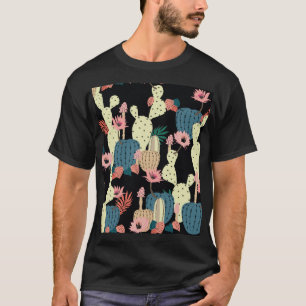 Kakteen-Pflanze: Vintages botanisches Muster T-Shirt