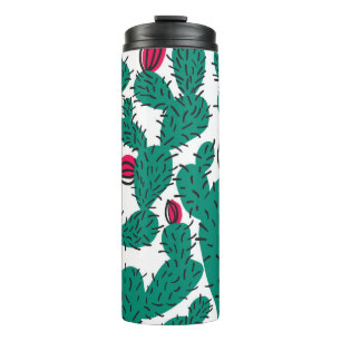 Kakteen Pflanze, Vintages, nahtloses Muster. Thermosbecher