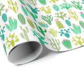 Kakteen Pflanze: Vintages Set mit Blumen. Geschenkpapier (Rolleneckpunkt)