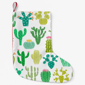 Kakteen Pflanze: Vintages Set mit Blumen. Kleiner Weihnachtsstrumpf