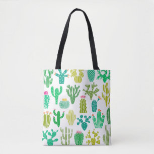 Kakteen Pflanze: Vintages Set mit Blumen. Tasche