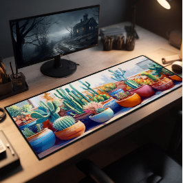 Kakteen-Pflanze Weiße Malerei Große Schreibtischunterlage