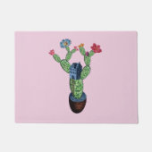 Kakteen pflauschig mit Blume Fußmatte (Vorderseite)