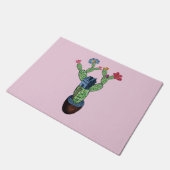 Kakteen pflauschig mit Blume Fußmatte (Schrägansicht)