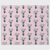Kakteen pflauschig mit Blume Geschenkpapier (Flach)