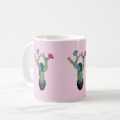Kakteen pflauschig mit Blume Kaffeetasse (Vorderseite Links)