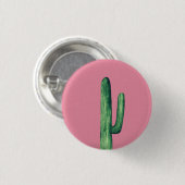 Kakteen pink. Grüne Kakteen. Botanische Wasserfarb Button (Vorne & Hinten)