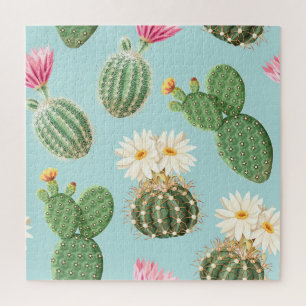 Kakteen, rosa Blume: helle Dekoration Puzzle