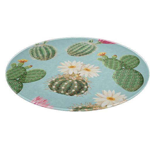 Kakteen, rosa Blume: helle Dekoration Schneidebrett (Ecke)