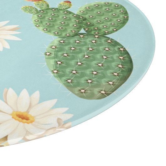 Kakteen, rosa Blume: helle Dekoration Schneidebrett (Ecke)