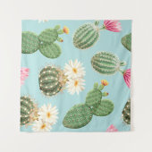 Kakteen, rosa Blume: helle Dekoration Wandteppich (Vorderseite (Horizontal))