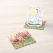 Kakteen, rosa Blüten Rechteckiger Pappuntersetzer (Vor Ort)