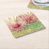 Kakteen, rosa Blüten Rechteckiger Pappuntersetzer (angewinkelt)