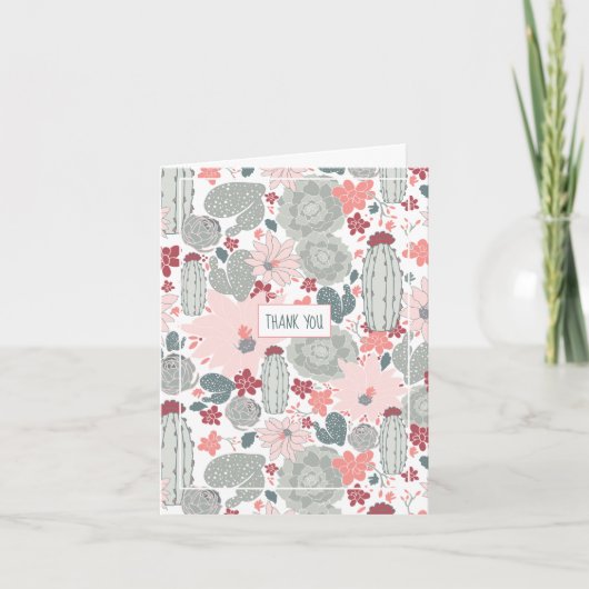 Kakteen, rosa und grünes Muster Karte (Vorderseite)