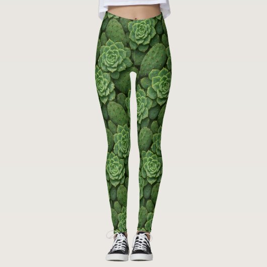 Kakteen-Rosette-Muster mit Dew Leggings (Vorderseite)