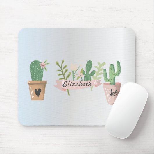 Kakteen, Silber Mousepad (Mit Mouse)