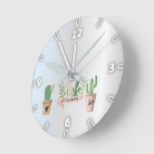 Kakteen, Silber Runde Wanduhr (Winkel)