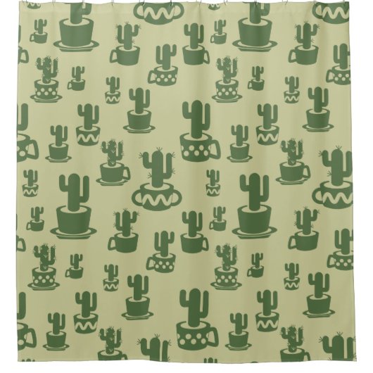 Kakteen-Silhouette in Tassen und Töpfen Duschvorhang (Vorderseite)