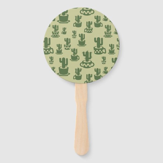 Kakteen-Silhouette in Tassen und Töpfen Fächer (Rückseite)