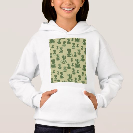 Kakteen-Silhouette in Tassen und Töpfen Hoodie (Vorderseite)