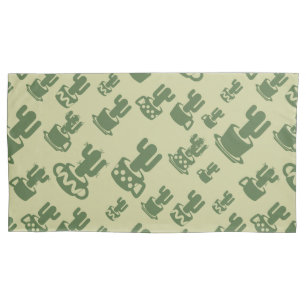 Kakteen-Silhouette in Tassen und Töpfen Kissenbezug