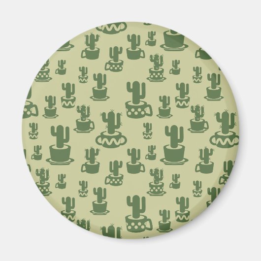 Kakteen-Silhouette in Tassen und Töpfen Magnet (Vorne)