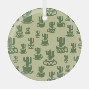Kakteen-Silhouette in Tassen und Töpfen Ornament Aus Glas