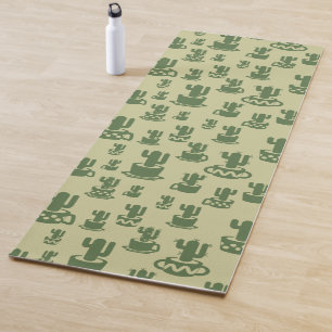 Kakteen-Silhouette in Tassen und Töpfen Yogamatte
