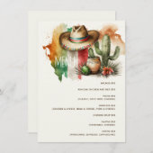 Kakteen, Sombrero Fiesta Party. mexikanisches Café Menükarte (Vorne/Hinten)
