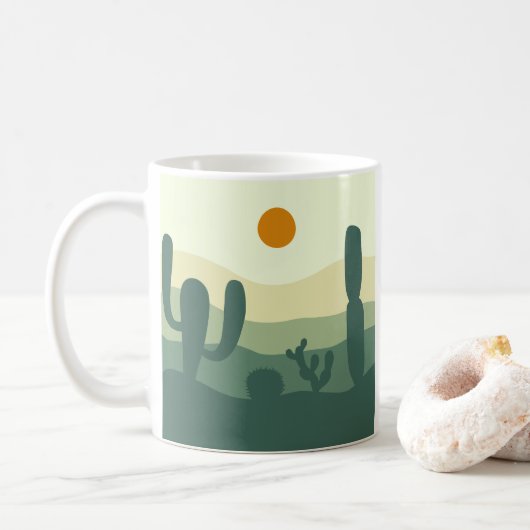 Kakteen, Sonne und Wüste Kaffeetasse (Mit Donut)