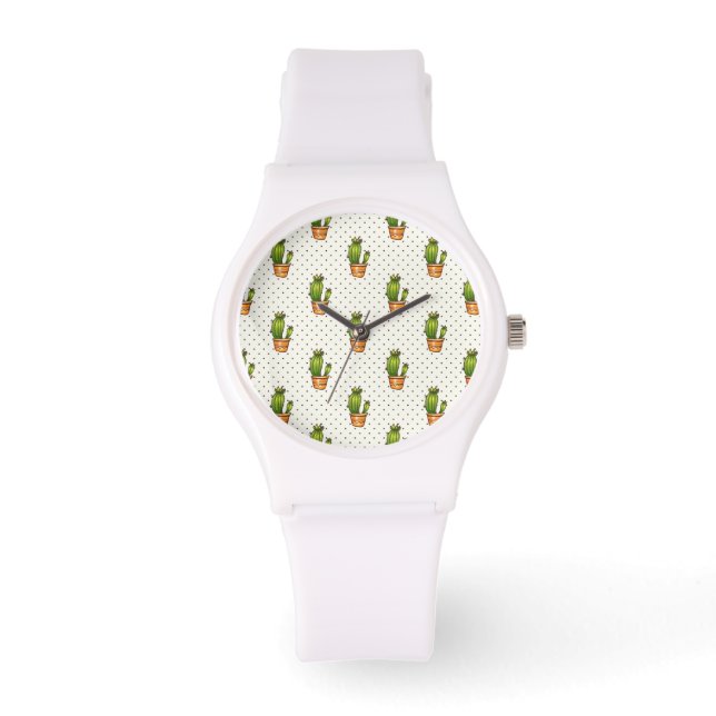 Kakteen & Succulent Polk Dot Muster Armbanduhr (Vorderseite)