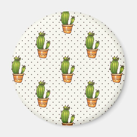 Kakteen & Succulent Polk Dot Muster Magnet (Vorne)