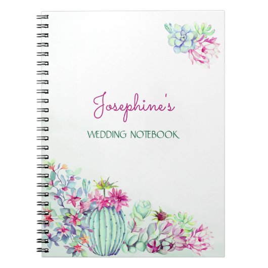Kakteen & Succulents Wedding Planning Notebook Notizblock (Vorderseite)