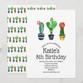 Kakteen, Sukkulent, Aquarell, Fiesta, Mexikanisch, Einladung