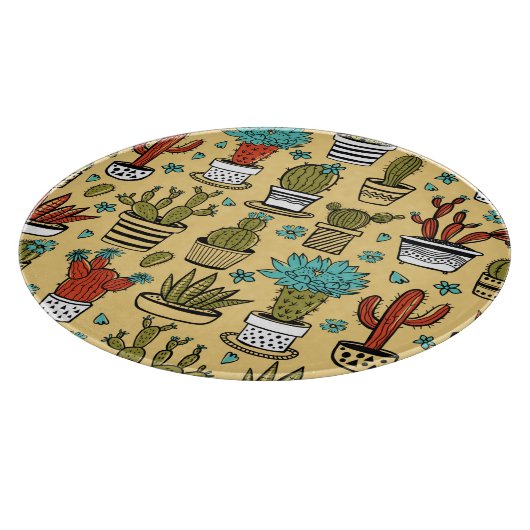 Kakteen Sukkulent: Handgezeichnete Skizze Schneidebrett (Ecke)