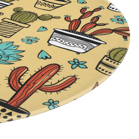 Kakteen Sukkulent: Handgezeichnete Skizze Schneidebrett (Ecke)