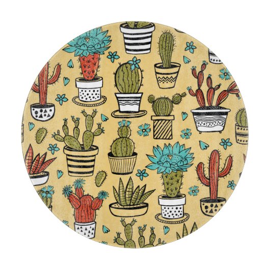 Kakteen Sukkulent: Handgezeichnete Skizze Schneidebrett (Vorderseite)