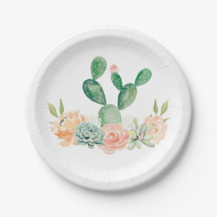 Kakteen Sukkulent Paper Plate Babydusche oder Brid Pappteller
