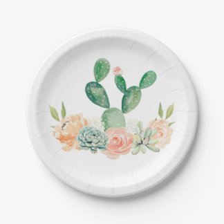 Kakteen Sukkulent Paper Plate Babydusche oder Brid Pappteller