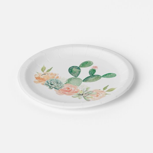 Kakteen Sukkulent Paper Plate Babydusche oder Brid Pappteller (Schrägansicht)